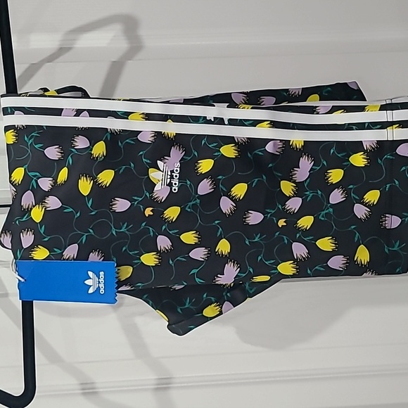 adidas Originals Pants - adidas Originals Women's Black Floral 3-Stripes Shorts